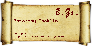 Barancsy Zsaklin névjegykártya